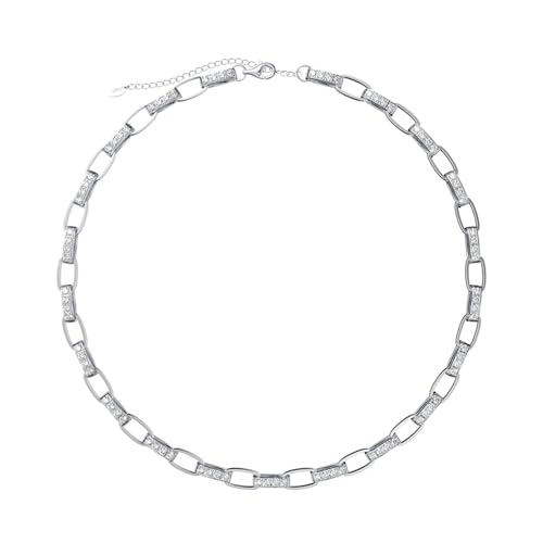 Homxi Halskette Kette Silber Damen,Halskette Damen 925 Silber Kette mit Zirkonia Kette Halskette Silber von Homxi