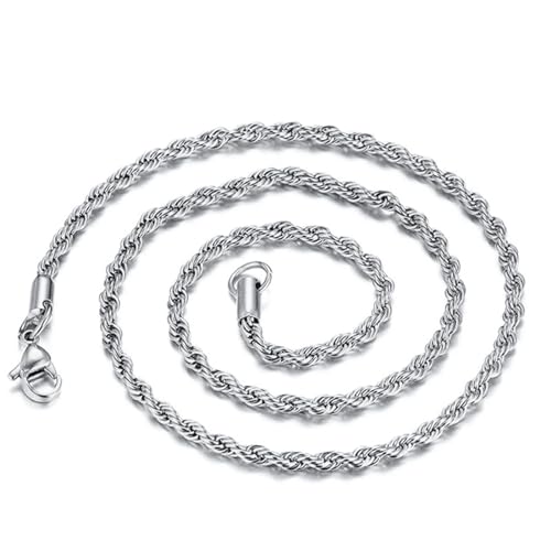 Homxi Halskette Silber Damen Herren,Kette Damen Edelstahl 4MM Kette Halskette Kette Silber von Homxi
