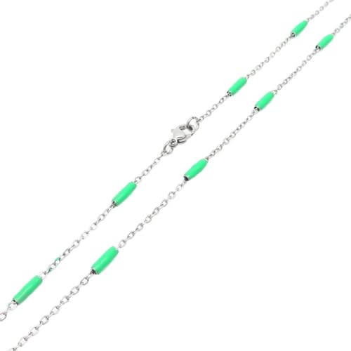 Homxi Halskette Silber Grün Mädchen,Edelstahl Halsketten Frauen Einzelne Kette Halskette Silber Grün von Homxi