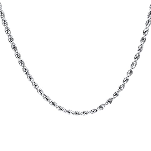 Homxi Halskette Silber Herren,Kette Edelstahl 2MM Kette Halsketten Silber von Homxi