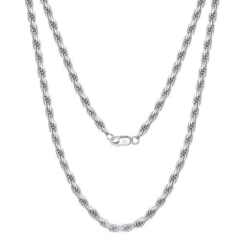 Homxi Herren Damen Kette Silber Anhänger,Herren Kette Anhänger 925 Silber Seilkette 3.3MM Anhänger Kette Silber von Homxi