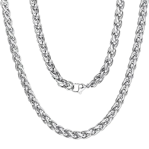 Homxi Herren Halskette Silber,Edelstahl Halsketten für Männer 4MM Kette Halskette Silber von Homxi