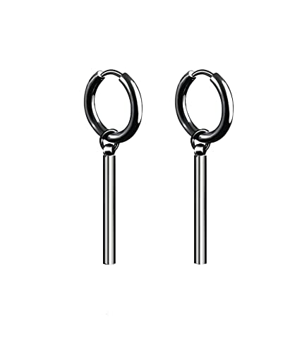 Homxi Herren Ohrringe Edelstahl Stecker,Rund mit Lang Stange Rundstab Piercing Herren Ohrring Schwarz von Homxi