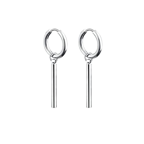 Homxi Herren Ohrstecker Edelstahl,Rund mit Lang Stange Rundstab Piercing Ohrhänger Herren Silber von Homxi