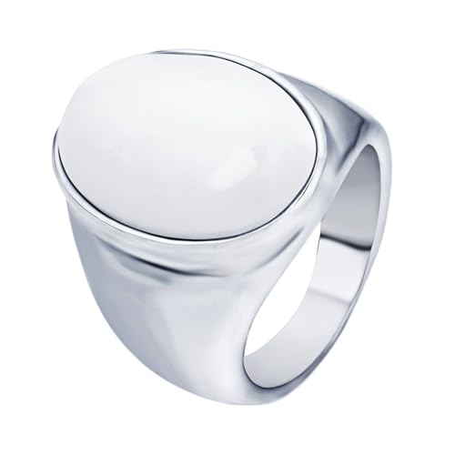 Homxi Herren Ring Edelstahl Personalisiert,23MM Oval mit Zirkonia Weiß Herren Weiß Ring Ringe Herren Größe 57 (18.1) von Homxi