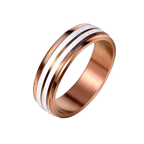 Homxi Herren Ring Punk,Ring Rund mit Gebürsteter 6 mm Ringe Herren Edelstahl Gothic Rosegold Ringe Herren Größe 70 (22.3) von Homxi
