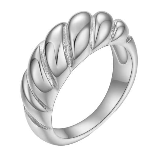 Homxi Herrenring Edelstahl Gravur,8MM Rund Herren Ringe Silber Ring Herren Größe 57 (18.1) von Homxi