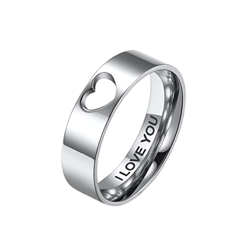 Homxi Herrenringe Edelstahl,Herrenring Gravur Herz mit I Love You Gravur Silber Herren Ringe Ringe Herren Gr.67 (21.3) von Homxi