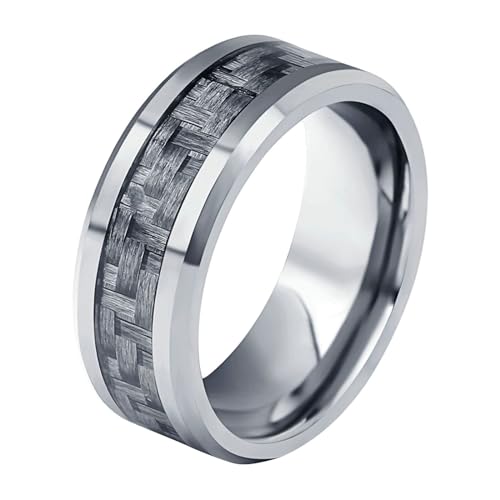 Homxi Herrenringe Edelstahl Personalisiert,8MM mit Rund Silber Ring Herren Herrenring Gr. 57 (18.1) von Homxi