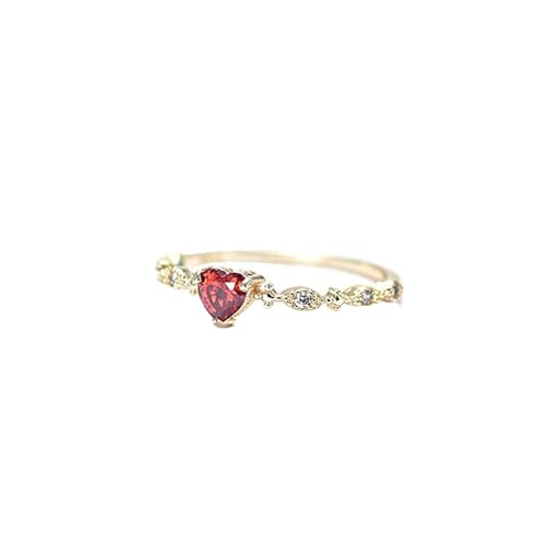 Homxi Hochzeitsringe Damen Ringe Gold 14 Karat, 4x4mm Herz mit Erstellter Rubin und Moissanit, Damen Ring Verlobungsring Ehering Gold Gr 65 (20.7) von Homxi