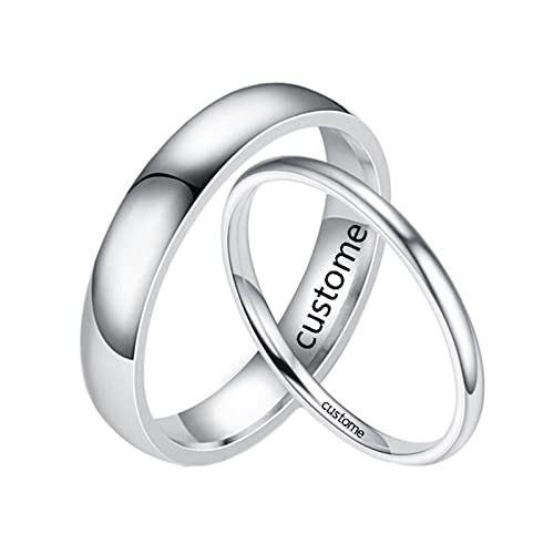 Homxi Hochzeitsringe mit Gravur,Edelstahlring Set 2/4MM Silberring mit Rund Poliert Ring für Paare Damen 52 (16.6) + Herren 57 (18.1) von Homxi