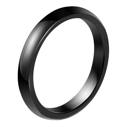 Homxi Keramik Ringe Damen mit Gravur,3MM mit Poliert Rund Ring Schwarz Herren Ring Herren Größe 62 (19.7) von Homxi