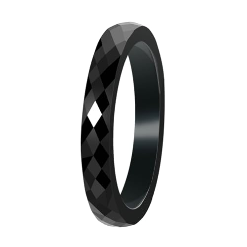 Homxi Keramikring Damen Gravur,3MM mit Raute Schwarz Ringe Damen Damen Ring Gr. 49 (15.6) von Homxi