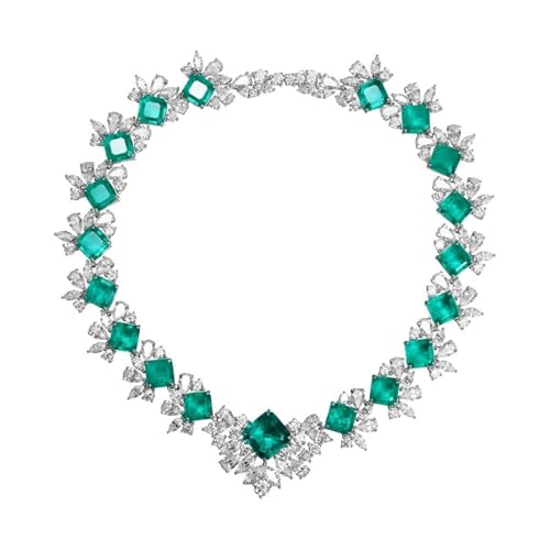 Homxi Kette 925 Silber Damen,Anhänger Halsketten Damen Irregulär mit Erstellter Smaragd Kette Mädchen Silber Grün von Homxi