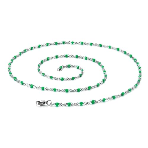 Homxi Kette Damen Grün,Frauen Halsketten Edelstahl Kette mit Perlen Halskette Kette Grün von Homxi
