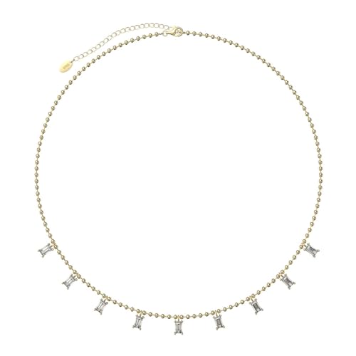 Homxi Kette Gold Anhänger Mädchen,Mädchen 925 Silber Halskette mit Anhänger Perlenkette mit Rechteck Zirkonia Anhänger Halskette Damen Gold Homxi Kette Gold Anhänger Mädchen,Mädchen 925 Silber Halskette mit Anhänger Perlenkette mit Rechteck Zirkonia Anhänger Halskette Damen Gold von Homxi
