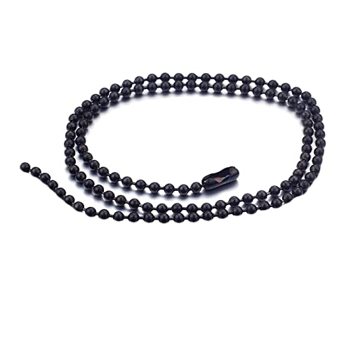 Homxi Kette Männer,Kugelkette 2.4mm Herren Kette 71 cm Kugel Kette Kette Edelstahl Schmuck Männer Halsketten Schwarz von Homxi