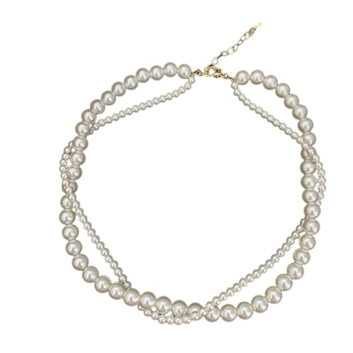 Homxi Kette Weiß Anhänger Mädchen,Vergoldet Halskette Anhänger Damen Doppellagige Perlenkette Damen Halskette mit Anhänger Weiß Homxi Kette Weiß Anhänger Mädchen,Vergoldet Halskette Anhänger Damen Doppellagige Perlenkette Damen Halskette mit Anhänger Weiß von Homxi
