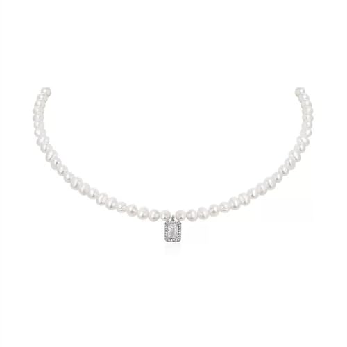 Homxi Kette Weiß Mädchen,Halskette Anhänger 925 Silber Mädchen Perlenkette und Rechteck Kette Anhänger Damen Weiß Homxi Kette Weiß Mädchen,Halskette Anhänger 925 Silber Mädchen Perlenkette und Rechteck Kette Anhänger Damen Weiß von Homxi