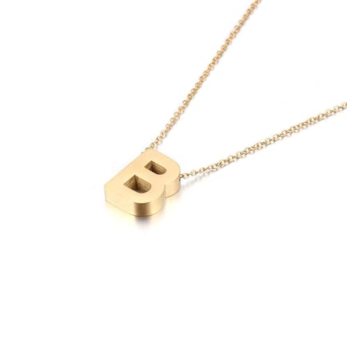 Homxi Mädchen Anhänger Kette Gold,Kette Edelstahl mit Anhänger Damen Buchstabe B Halsketten Anhänger Gold von Homxi