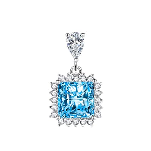 Homxi Mädchen Blau Halskette mit Anhänger,Mädchen Kupfer Halskette mit Anhänger Quadrat mit Zirkonia Anhänger Halskette Blau von Homxi