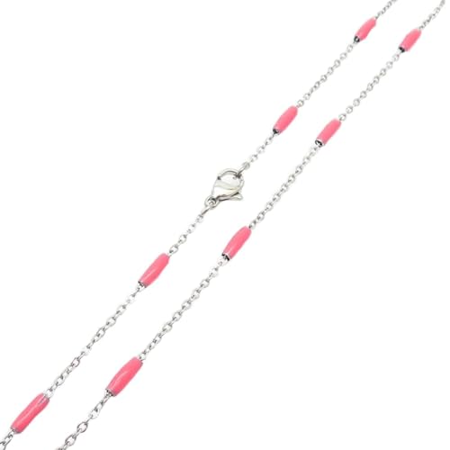 Homxi Mädchen Halskette Silber Rose Rot,Kette Edelstahl Damen Einzelne Kette Halskette Silber Rose Rot von Homxi