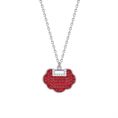 Homxi Mädchen Kette Anhänger Silber Rot,Kette Damen 925 Silber mit Anhänger Verschluss mit Zirkonia Anhänger Kette Silber Rot von Homxi