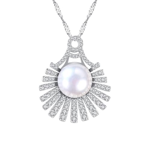 Homxi Mädchen Weiß Halskette Anhänger,Frauen Kette 925 Silber Anhänger Perle mit Zirkonia Damen Anhänger Kette Weiß Homxi Mädchen Weiß Halskette Anhänger,Frauen Kette 925 Silber Anhänger Perle mit Zirkonia Damen Anhänger Kette Weiß von Homxi