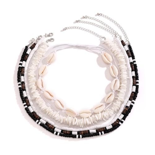 Homxi Mann Halskette Kette Schwarz Weiß,Kette Legierung Mehrschichtige Perle mit Muschel Halskette Herren Schwarz Weiß Homxi Mann Halskette Kette Schwarz Weiß,Kette Legierung Mehrschichtige Perle mit Muschel Halskette Herren Schwarz Weiß von Homxi