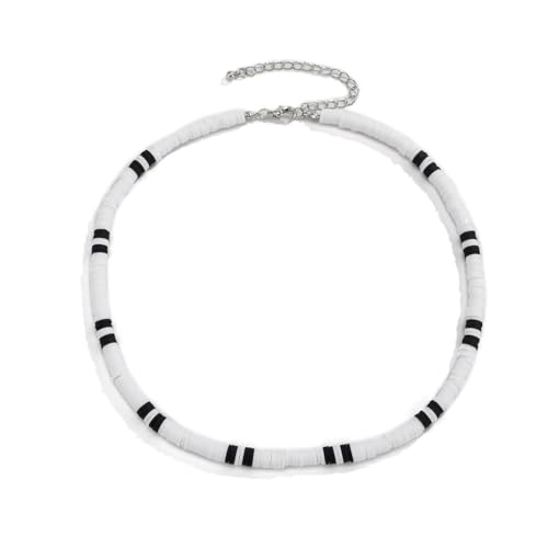 Homxi Mann Kette Weiß Schwarz Anhänger,Mann Kette Anhänger Legierung Perlenkette Herren Kettenanhänger Weiß Schwarz von Homxi