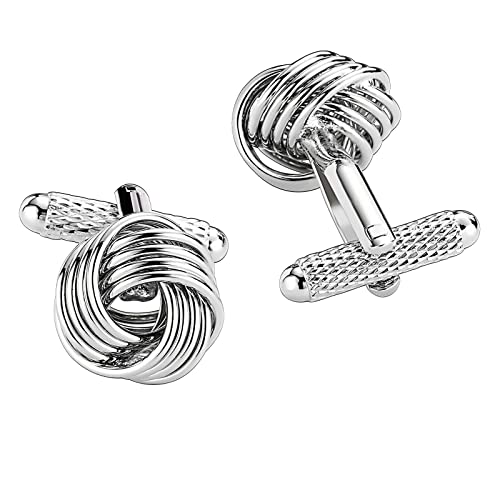 Homxi Manschettenknöpfe Herren Geschenk,Knoten Manschettenknopf Edelstahl Cufflinks Silber von Homxi