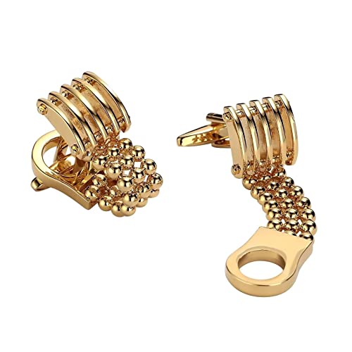 Homxi Manschettenknöpfe Herren Herrenring,Rechteckig Hohl mit Kette Manschettenknöpfe Herren Edelstahl Manschettenknöpfe Vintage Gold von Homxi