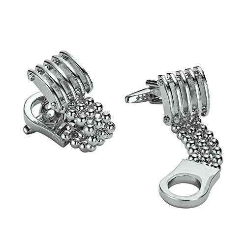 Homxi Manschettenknöpfe Herren Hochzeit,Rechteckig Hohl mit Kette Manschettenknöpfe Edelstahl Herren Manschettenknöpfe Herren Silber von Homxi