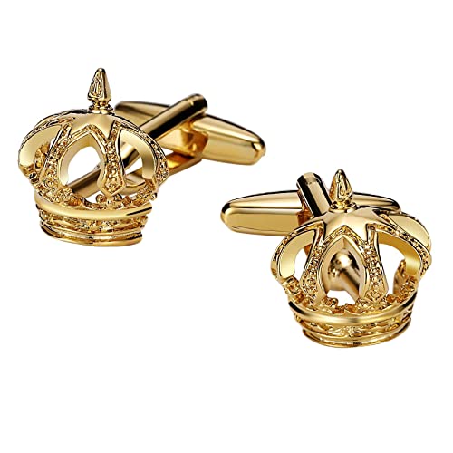Homxi Manschettenknöpfe Herren Modern,Krone Manschettenknöpfe Personalisiert Edelstahl Manschettenknöpfe Herren Gold von Homxi