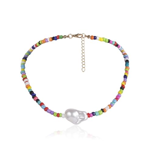Homxi Mehrfarbig Halskette mit Anhänger Damen,Kette Anhänger Vergoldet Perlenkette Anhänger Kette Mehrfarbig von Homxi