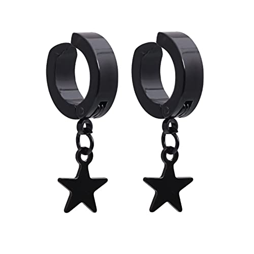 Homxi Ohrringe Clips Damen Herren,Schwarz Edelstahl Ohrringe Hoop mit Stern Ohrringe Klipp Stil 9 Homxi Ohrringe Clips Damen Herren,Schwarz Edelstahl Ohrringe Hoop mit Stern Ohrringe Klipp Stil 9 von Homxi
