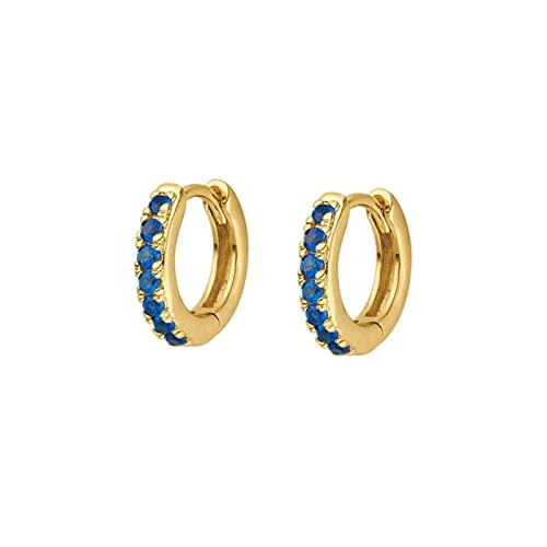 Homxi Ohrringe Creolen,Sterling Silber 925 Ohrringe Hoop mit Rund Zirkonia Gold Blau Hoop Ohrringe von Homxi