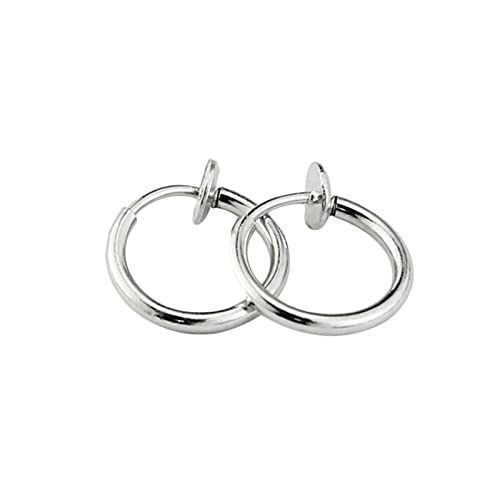 Homxi Ohrringe Damen Herren Clip,Ohrstecker Edelstahl Silber Kleiner Hoop Damen Clips Ohrringe Silber von Homxi