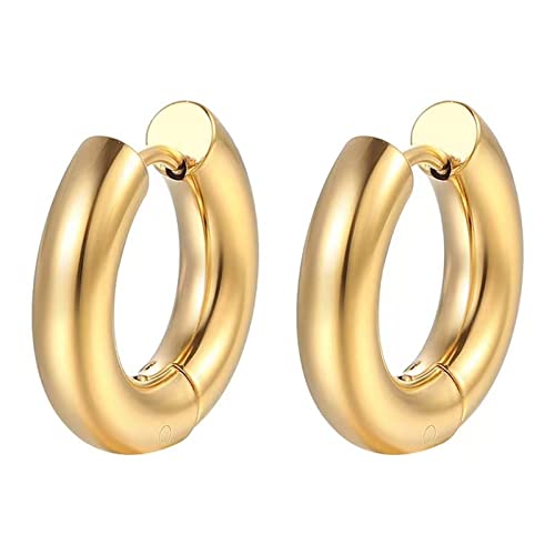 Homxi Ohrringe Damen Herren Kreolen,Edelstahl Ohrringe Gold 4x12MM Hoop Ohrringe Creolen Gold(4MM) von Homxi