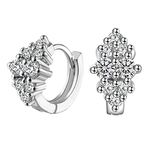 Homxi Ohrringe Damen für Hochzeit 375 Weißgold, Blume mit Moissanit, Schmuck Frauen Silber Ohrringe von Homxi