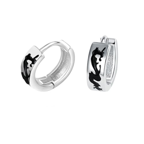 Homxi Ohrringe Frauen Creolen Silber,Ohrringe Kupfer für Damen Ohrhänger Drachen-Muster Ohrstecker für Damen Silber von Homxi