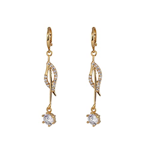 Homxi Ohrringe Gold 750 Damen, Hohl Blatt mit Moissanit, Frauen Ohrringe Hänger Gold von Homxi