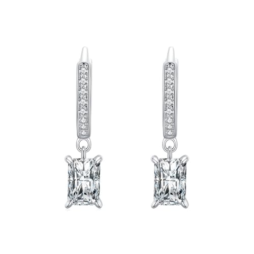 Homxi Ohrringe Hängend Damen,Ohrringe 925 Silber für Damen Ohrringe Rechteck mit Zirkonia Damen Ohrhänger Silber von Homxi