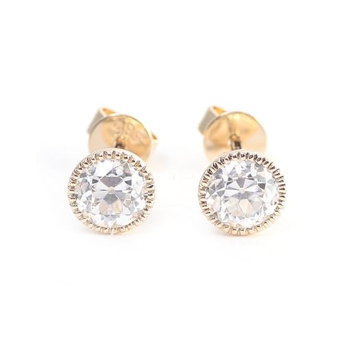 Homxi Ohrringe Hochzeit 14K Gold für Damen, Rund mit Moissanit 0,5 Karat, Schmuck Gold Frauen Ohrringe von Homxi