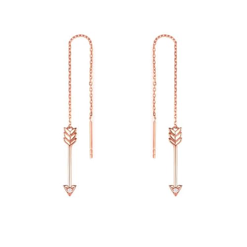 Homxi Ohrringe Hochzeit 9 Karat Rosegold für Damen, Pfeil mit Moissanit, Schmuck Damen Ohrringe Rosegold von Homxi