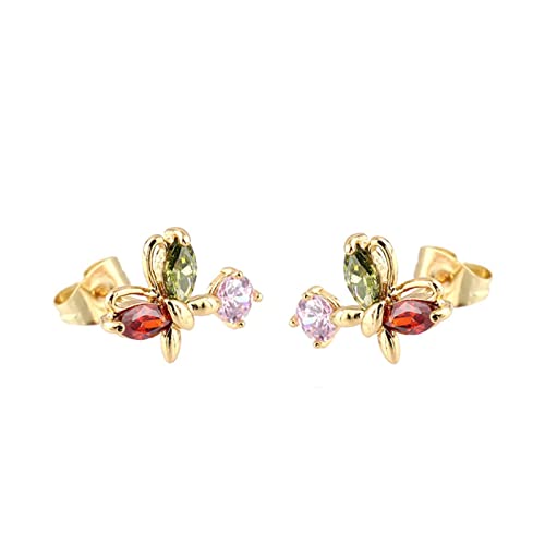 Homxi Ohrringe Hochzeit Gelbgold 750 18K für Damen, Schmetterling mit Moissanit, Schmuck Damen Ohrringe Gold von Homxi