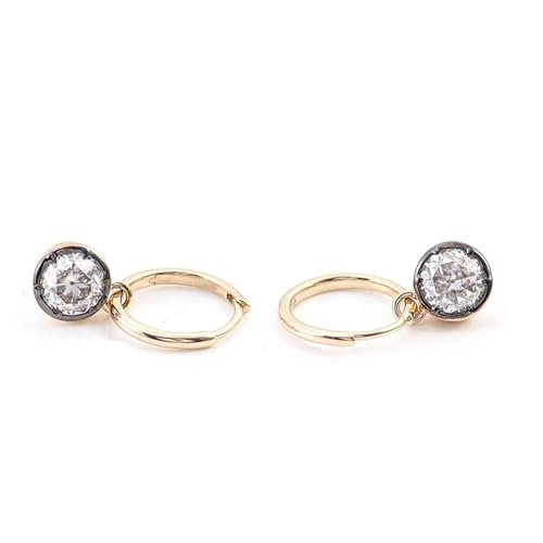 Homxi Ohrringe Hochzeit Gold 14 K für Damen, Rund mit Moissanit 1 Karat, Schmuck Gold Frauen Ohrringe von Homxi
