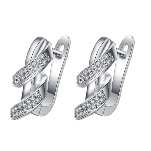 Homxi Ohrringe Hochzeit Weißgold 9K für Damen, Geometrisch mit Moissanit, Schmuck Frauen Ohrringe Silber von Homxi
