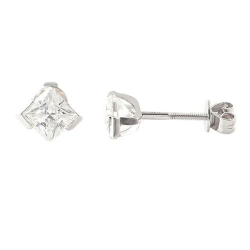 Homxi Ohrringe Hochzeit Weißgold 9K für Damen, Quadrat mit Moissanit 1 Karat, Schmuck Frauen Ohrringe Silber von Homxi
