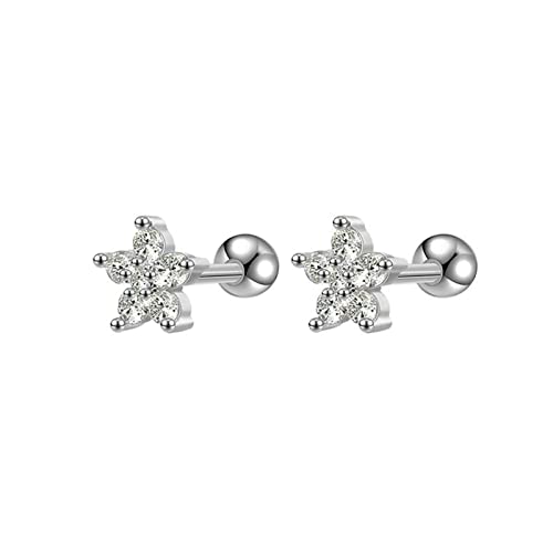 Homxi Ohrstecker Damen,Ohrringe Silber Edelstahl Blume mit Zirkonia Damen Ohrringe Stecker Stil 3 von Homxi